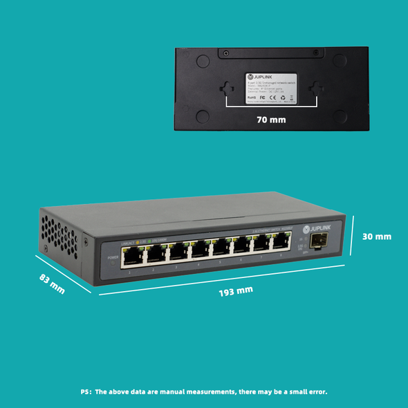 8 Port 2.5G Ethernet Switch with 10G SFP, 5 x 2.5G Base-T Ports, Plug & Play, Fanless Metal 2.5GbE Unmanaged Network Switch