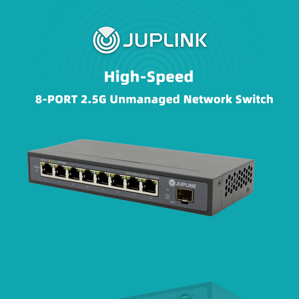 8 Port 2.5G Ethernet Switch with 10G SFP, 5 x 2.5G Base-T Ports, Plug & Play, Fanless Metal 2.5GbE Unmanaged Network Switch